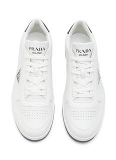 PRADA | New Avenue' Triangular Logo Plauqe Leather Sneakers | Men 