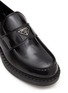 Detail View - Click To Enlarge - PRADA - Triangular Metal Logo Leather Loafers