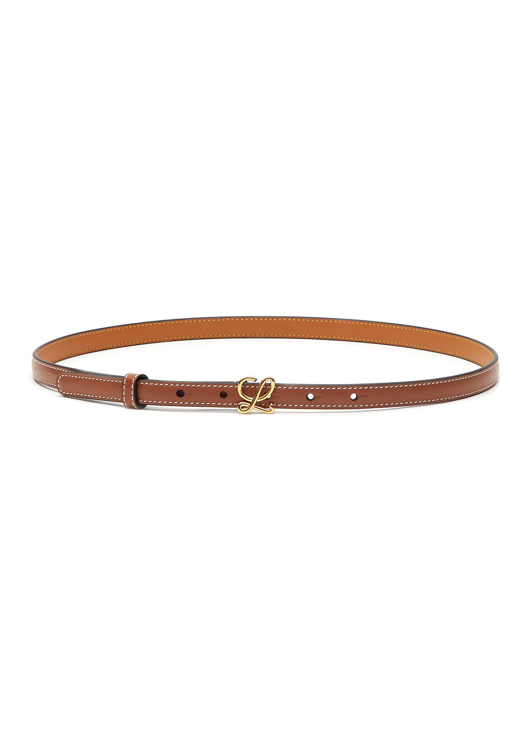 Anagram buckle leather thin belt