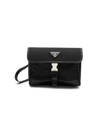 Main View - Click To Enlarge - PRADA ACCESSORIES - Logo Plauqe Re-Nylon Leather Trim Pouch