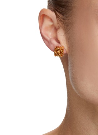 Figure View - Click To Enlarge - LOEWE - 24k Gold-plated Sterling Silver Anagram Stud Earrings