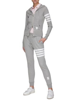Figure View - Click To Enlarge - THOM BROWNE  - Four Bar Stripe Cotton Zip Up Hoodie