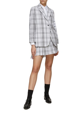 Figure View - Click To Enlarge - THOM BROWNE  - 4-bar Stripe Checker Pleated Mini Skirt