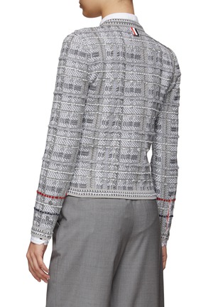 Back View - Click To Enlarge - THOM BROWNE  - V-NECK CHECKED COTTON BLEND CARDIGAN