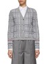 Main View - Click To Enlarge - THOM BROWNE  - V-NECK CHECKED COTTON BLEND CARDIGAN