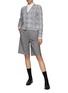 Figure View - Click To Enlarge - THOM BROWNE  - V-NECK CHECKED COTTON BLEND CARDIGAN