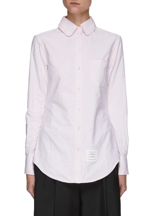 Main View - Click To Enlarge - THOM BROWNE - Embroidered Round Collar Button Down Shirt