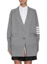 Main View - Click To Enlarge - THOM BROWNE  - Four Bar Stripe Cotton Long Cardigan