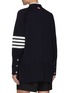 Back View - Click To Enlarge - THOM BROWNE  - Four Bar Stripe Cotton Long Cardigan