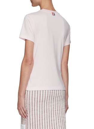 Back View - Click To Enlarge - THOM BROWNE  - Side Slits Cotton Jersey T-Shirt