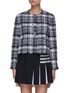 Main View - Click To Enlarge - THOM BROWNE  - RAW EDGE CHECKED TWEED JACKET