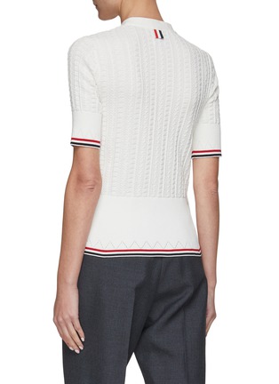 Back View - Click To Enlarge - THOM BROWNE  - Cable Knit Cotton Cardigan