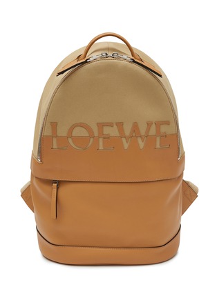 Main View - Click To Enlarge - LOEWE - Logo Appliqué Duo-tonal Leather Canvas Backpack