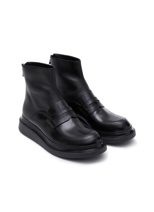 Detail View - Click To Enlarge - LOEWE - ‘Sock' back zip leather loafers