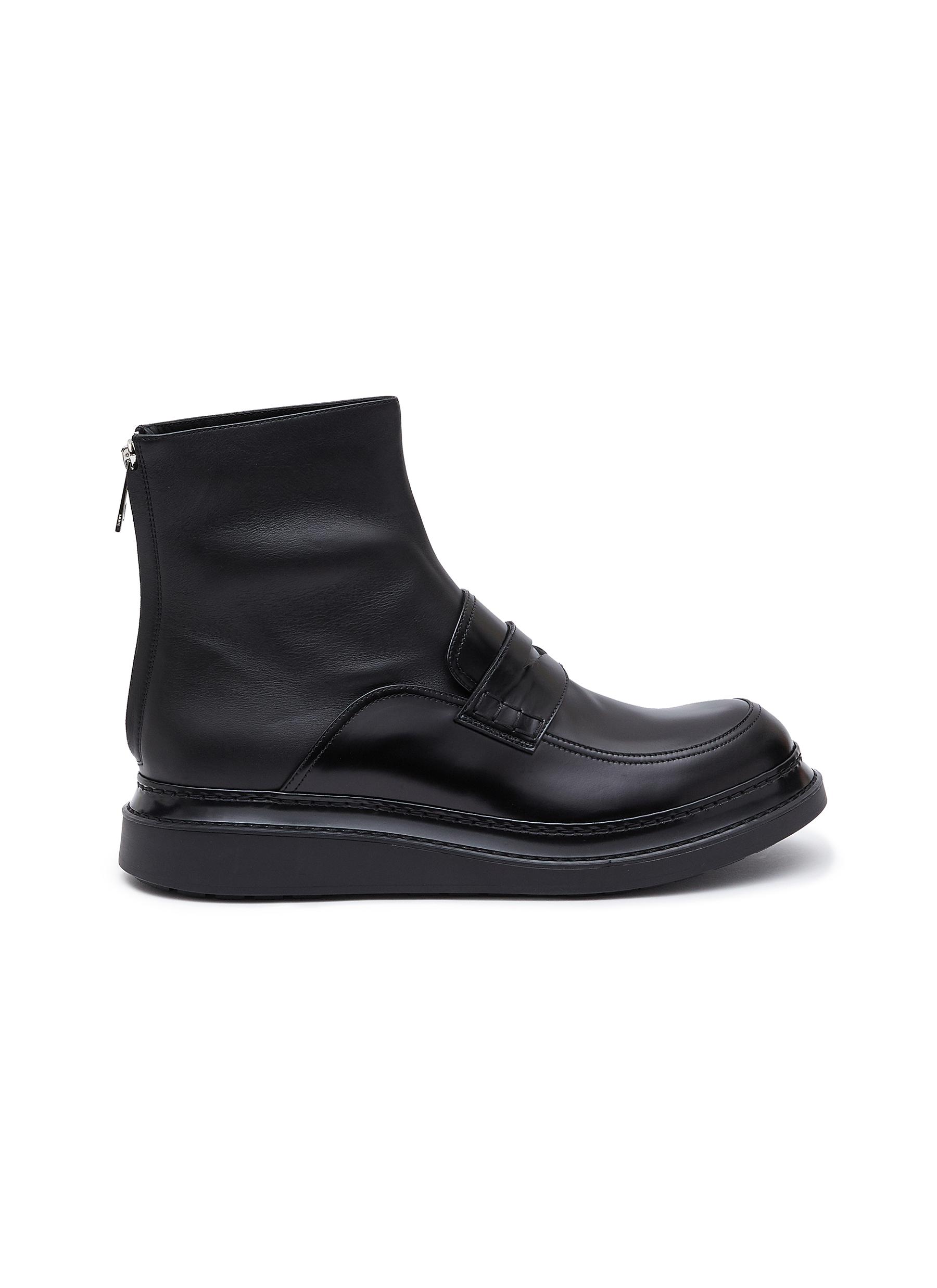 Loewe 'sock' Back Zip Leather Loafers In Black | ModeSens