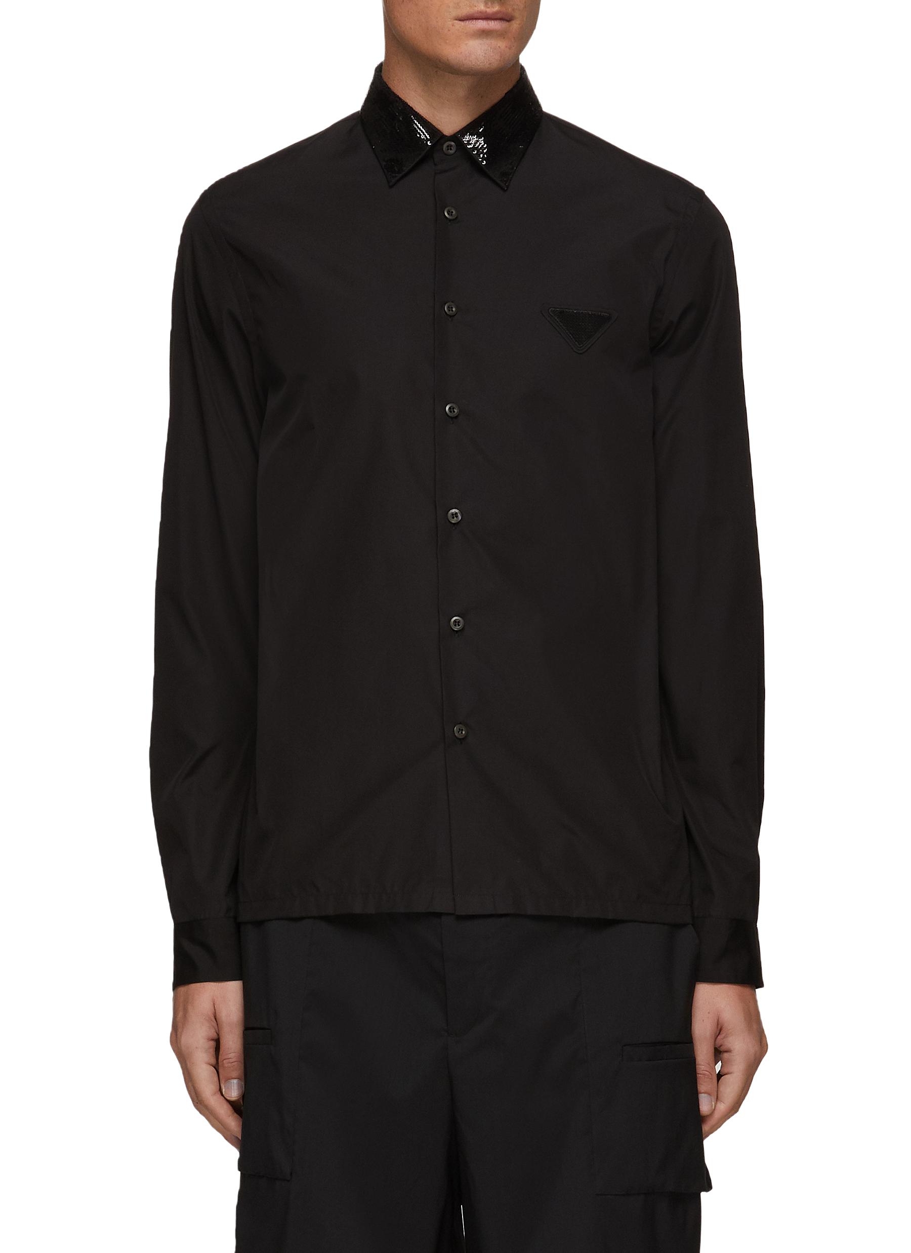 sequin collar shirt