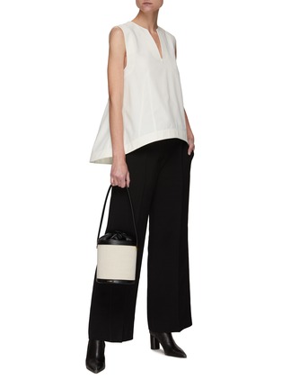 Figure View - Click To Enlarge - JIL SANDER - Mid Rise Flared Hem Cropped Suiting Pants