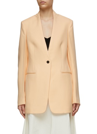 Main View - Click To Enlarge - JIL SANDER - TAILORED SINGLE BREASTED COLLARLESS WOOL BLAZER