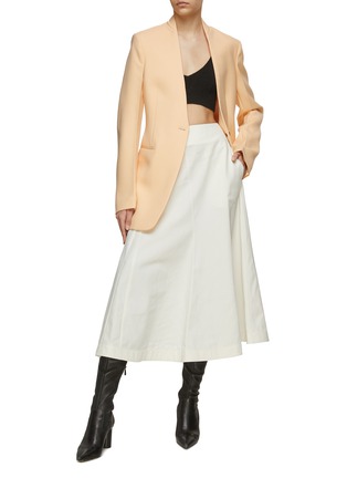 Figure View - Click To Enlarge - JIL SANDER - TAILORED SINGLE BREASTED COLLARLESS WOOL BLAZER