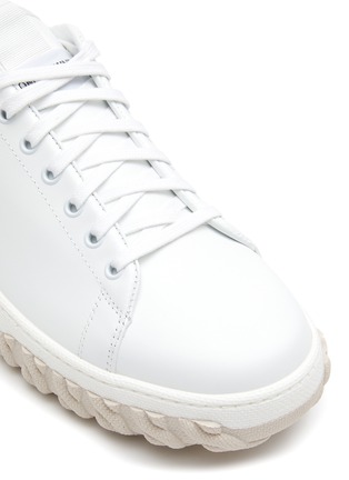 Detail View - Click To Enlarge - THOM BROWNE - VITELLO CALF LEATHER CABLE KNIT SOLE COURT SNEAKERS