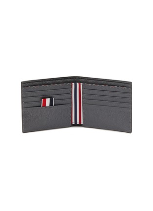 Figure View - Click To Enlarge - THOM BROWNE  - Paper label grosgrain accent leather bifold wallet