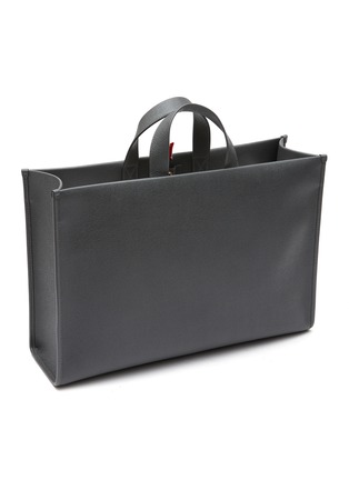 Detail View - Click To Enlarge - THOM BROWNE - Paper label leather squared tote