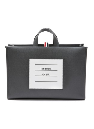 Main View - Click To Enlarge - THOM BROWNE - Paper label leather squared tote
