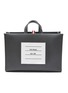 THOM BROWNE - Paper label leather squared tote