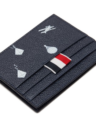 Detail View - Click To Enlarge - THOM BROWNE - Sky motif print leather cardholder