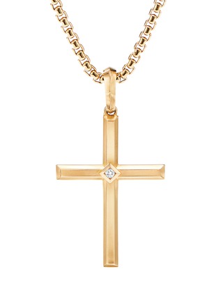 Main View - Click To Enlarge - DAVID YURMAN - Modern Renaissance' Solitairé Diamond 18k Gold Cross Pendant Necklace