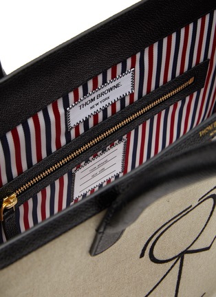 Detail View - Click To Enlarge - THOM BROWNE - ‘MR THOM’ LINEN TOTE BAG