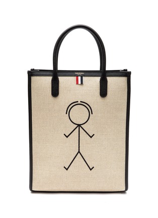 Main View - Click To Enlarge - THOM BROWNE - ‘MR THOM’ LINEN TOTE BAG