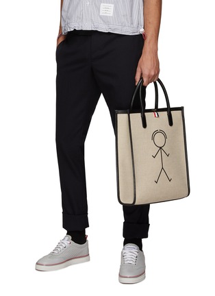 Figure View - Click To Enlarge - THOM BROWNE - ‘MR THOM’ LINEN TOTE BAG