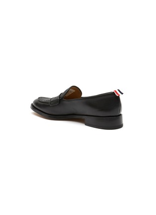  - THOM BROWNE  - Pebble grain tongue leather penny loafers