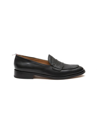 Main View - Click To Enlarge - THOM BROWNE  - Pebble grain tongue leather penny loafers