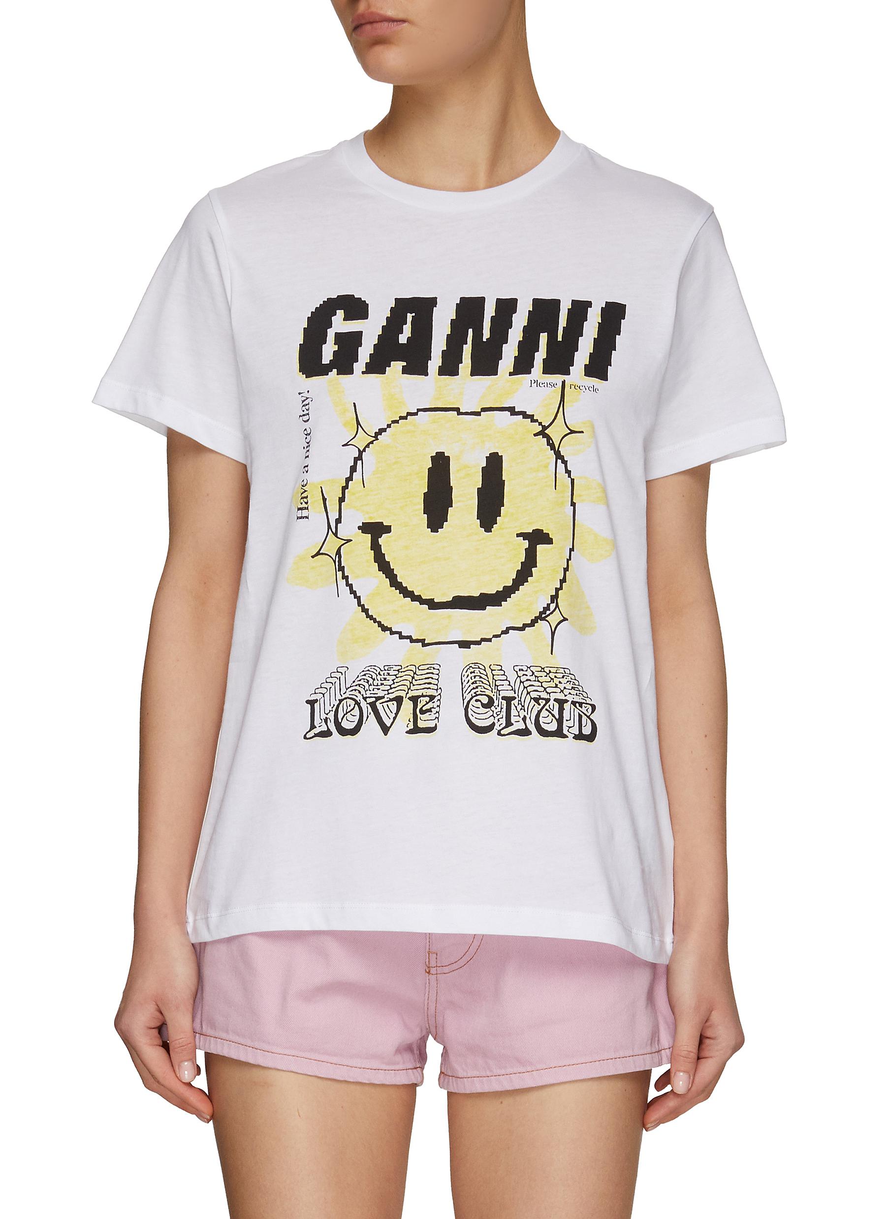 GANNI | Digital smiley face print T 