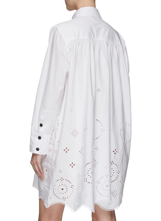 Back View - Click To Enlarge - GANNI - Broderie Anglaise Cotton Shirt Dress