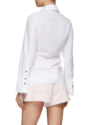 Back View - Click To Enlarge - GANNI - Exaggerated point collar ruched shirt