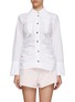 Main View - Click To Enlarge - GANNI - Exaggerated point collar ruched shirt