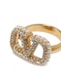Detail View - Click To Enlarge - VALENTINO GARAVANI - Pearl Crystal Encrusted 'V' Insignia Golden Ring