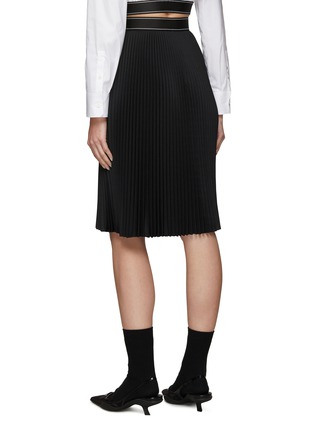 Back View - Click To Enlarge - PRADA - Logo Jacquard Elastic Waistband Pleated Midi Skirt