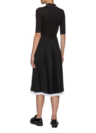 Back View - Click To Enlarge - PRADA - Silk Blend Knit Top Pleated Dress
