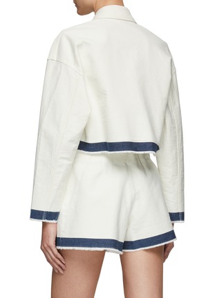 Back View - Click To Enlarge - PRADA - Logo Appliqué Denim Trim Detail Bowling Jacket