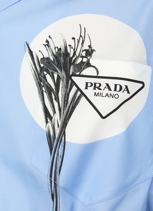  - PRADA - Floral Print Elastic Waist Crop Bowling Shirt