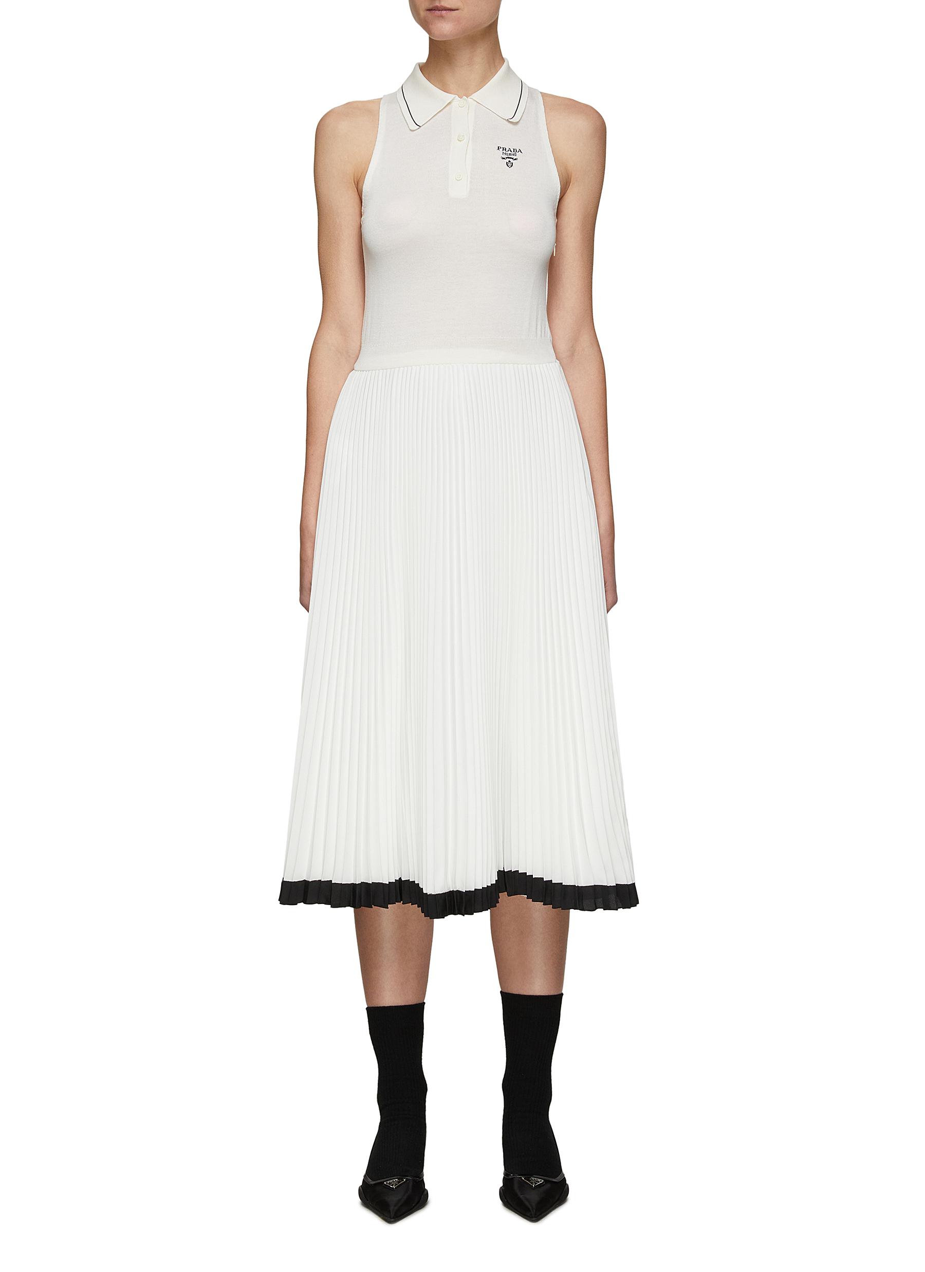 PRADA | Polo Collar Logo Knit Top Maxi Dress | Women | Lane Crawford
