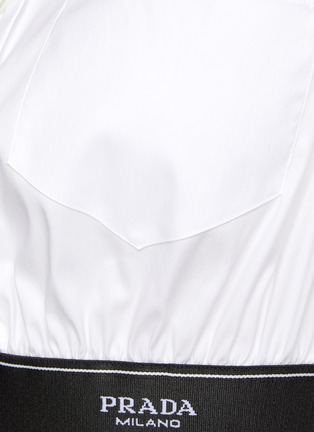  - PRADA - Logo Elastic Waistband Crop Cotton Shirt