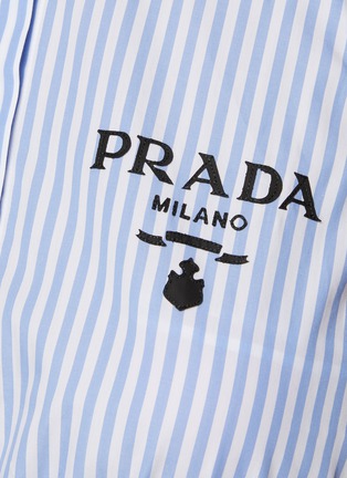  - PRADA - Sleeveless Logo Embroidered Stripe Cropped Shirt