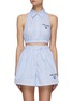 Main View - Click To Enlarge - PRADA - Sleeveless Logo Embroidered Stripe Cropped Shirt