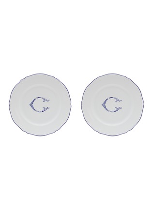 Main View - Click To Enlarge - GINORI 1735 - Corona Monogram Blu C Initial Porcelain Charger Plate Set of 2