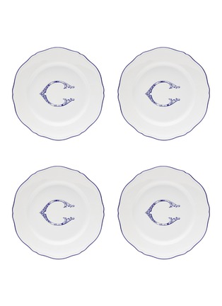 Main View - Click To Enlarge - GINORI 1735 - Corona Monogram Blu Initial C Porcelain Flat Dinner Plate